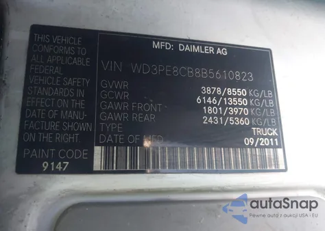 2011 Mercedes-Benz Sprinter 2500 High Roof from USA, damaged, VIN WD3PE8CB8B5610823